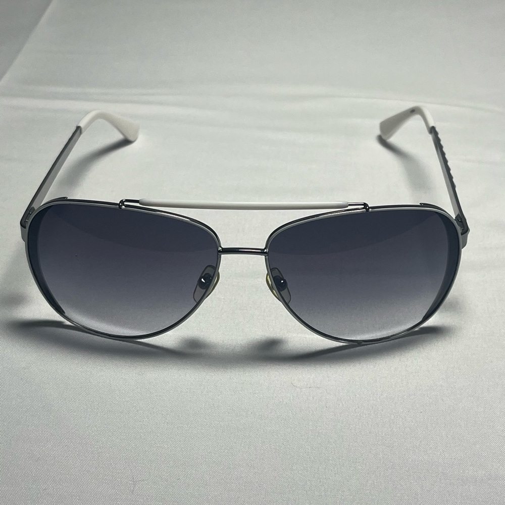 Michael Kors Aviator Sunglasses with Silver Frame and Gradient Gray Lenses